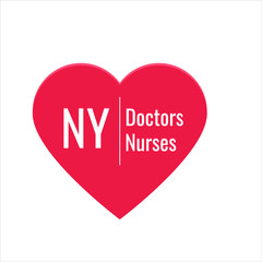 poster, illustration with the inscription NY love doctors and nurses for the kindness of people