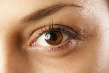 Close up view of a brown woman eye - no make up on	