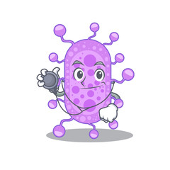 Mycobacterium in doctor cartoon character with tools