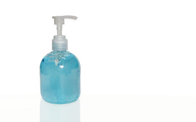 Isolated hand washing gel bottle with white background