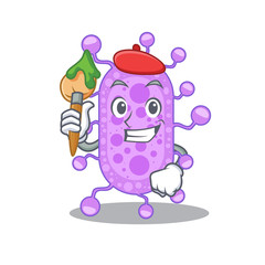 A creative mycobacterium artist mascot design style paint with a brush
