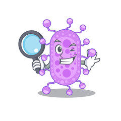 Smart Detective of mycobacterium mascot design style with tools
