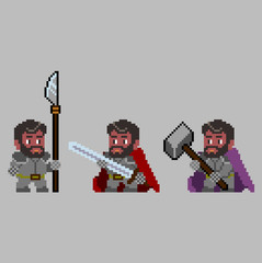 Set of pixel characters in art style