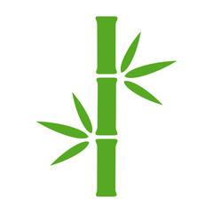 Bamboo stalk with leaves flat green vector icon for nature apps and websites