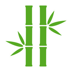 Two bamboo stalks with leaves flat green vector icon for nature apps and websites