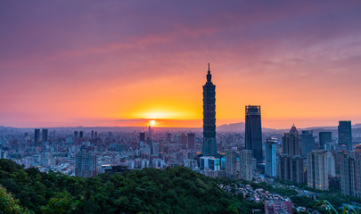 Sunset view at Taipei city in Taiwan