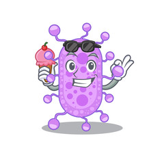 Cartoon design concept of mycobacterium having an ice cream