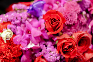 Bouquet of fresh roses, flower bright background.