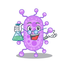 Mycobacterium smart Professor Cartoon design style working with glass tube