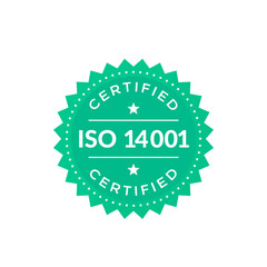ISO 14001 badge, green on white
