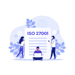 ISO 27001 certification and people, vector