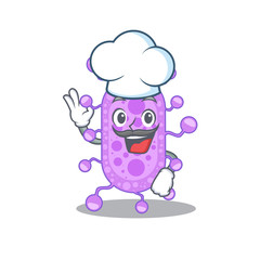 Mycobacterium chef cartoon design style wearing white hat