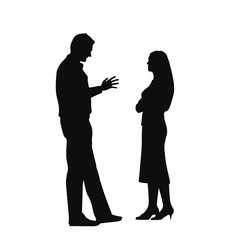 Silhouette Of Two People Discussing