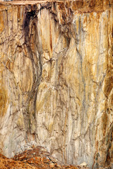 Aerial view of sections of open cut mining pit