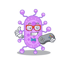 Mascot design concept of mycobacterium gamer using controller