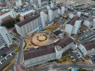 空撮した名古屋の街並みの風景