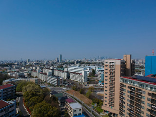 Fototapeta na wymiar 空撮した名古屋の街並みの風景