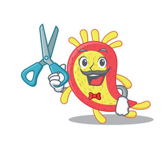 Sporty azorhizobium caulinodans cartoon character design with barber