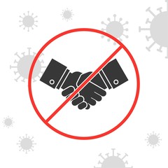 Stop handshake sign with coronavirus background vector