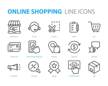 set of online shopping icons, online mobile shopping, buy, payment