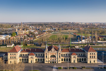 Fototapeta premium Railway station building in Pecs, hungary