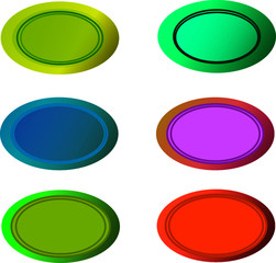 A set of six abstract colorful buttons. Switch icon.Power symbol.