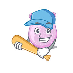 Picture of viridans streptococci cartoon character playing baseball