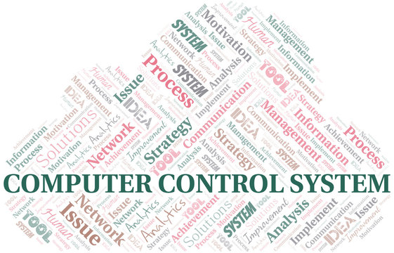 Computer Control System typography vector word cloud.