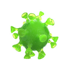 Green coronavirus 3d render isolate on whitebackground