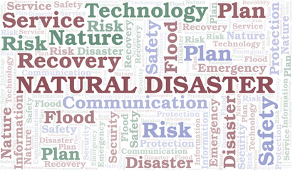 Obraz premium Natural Disaster typography vector word cloud.