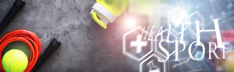 Jump rope. Physical education. Sports exercise equipment. Rope exercises routine. Pink jump rope phone with a stopwatch and water on the table.