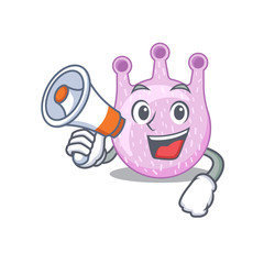 Cartoon character of viridans streptococci having a megaphone