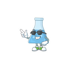 Super cute blue chemical bottle cartoon character wearing black glasses