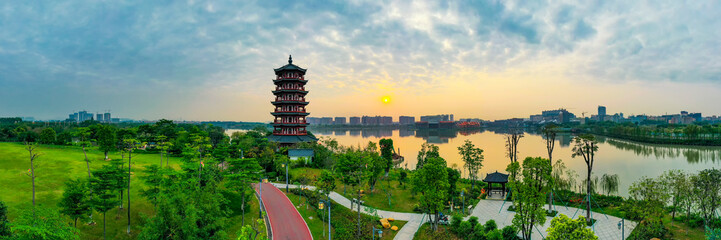 Aerial photo of Huayang Lake Wetland Park, Dongguan, China