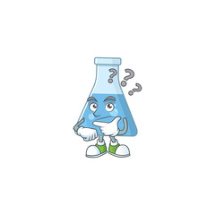Blue chemical bottle mascot design concept having confuse gesture