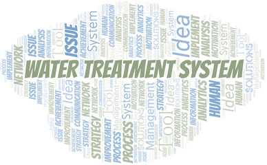 Water Treatment System typography vector word cloud.