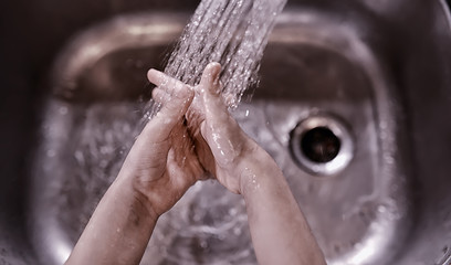 Hygiene rules. Hand washing before meals. Antibacterial treatment of hands with soap. A way to prevent virus infection. Coronavirus protection.