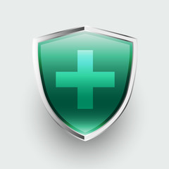 medical protection healthcare shield with cross sign