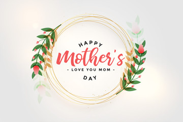 happy mothers day flower and leaves card design