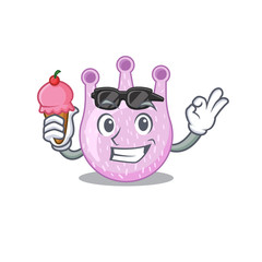 Cartoon design concept of viridans streptococci having an ice cream