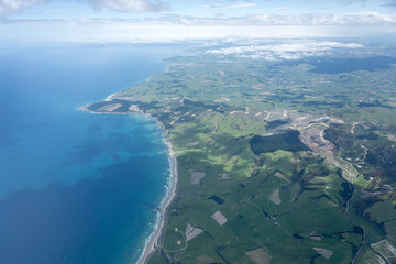 Shag Point promontory on ocean shore,  New Zealand