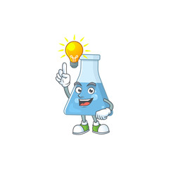 A genius blue chemical bottle mascot character design have an idea