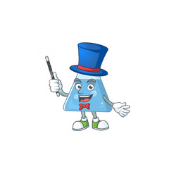 Talented blue chemical bottle Magician cartoon design style