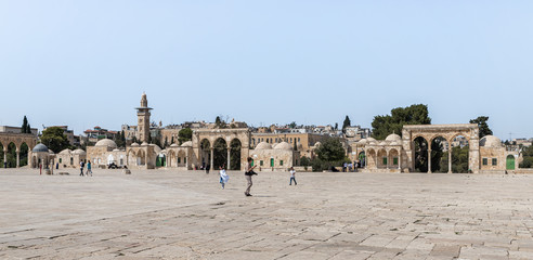 The territory of the interior of the Temple Mount in the Old City in Jerusalem, Israel