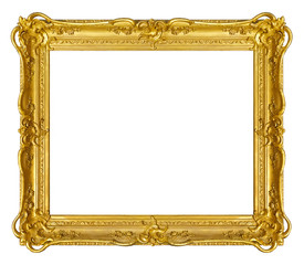 Golen frame for paintings, mirrors or photo isolated on white background