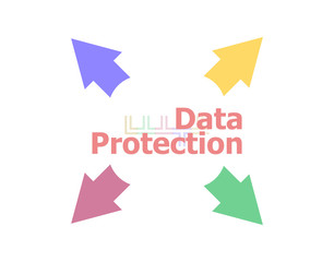 Text Data Protection. Security concept . Arrow with word data protection