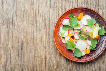 Fresh green salad with nettle