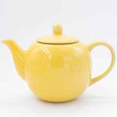 teapot and tea on white  background, over light