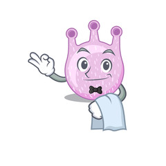 A cartoon character of viridans streptococci waiter working in the restaurant