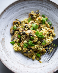Egg Omelet with Mushrooms, tofu and green onion
